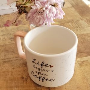 "Life begins after coffee" mug
